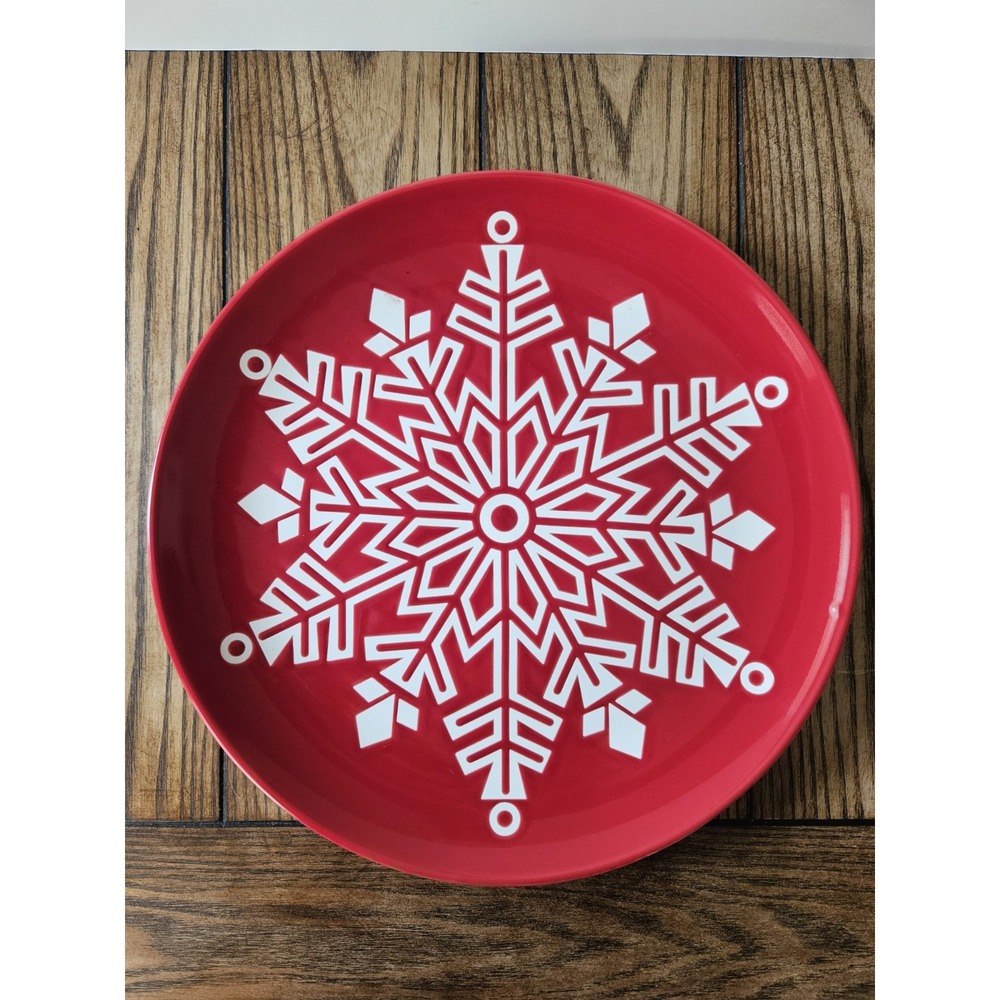 Hallmark Red Snowflake Ceramic Decorative Plate Christmas Serving Platter 13in